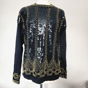 Vintage 1980s Western Connection Sequin and Beaded sweater